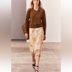 ZARA ZW COLLECTION SHEER FLORAL MIDI SKIRT Size Large NWT